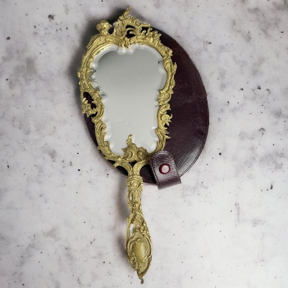 Antique Other - Antique Brass Vanity Mirror with Cover